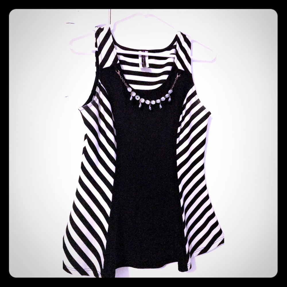 Black and white striped blouse